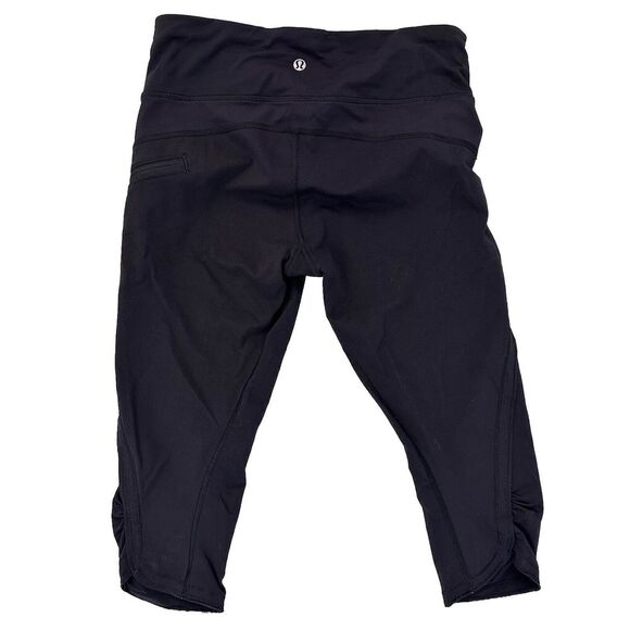 Lululemon Womens Size‎ 6 Black Zipper Side Pocket Pull-On Workout Capri Gym Yoga - Picture 4 of 5